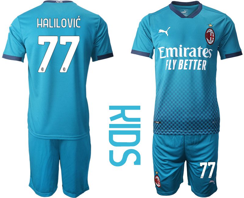 Youth 2020-2021 club AC milan away #77 blue Soccer Jerseys->ac milan jersey->Soccer Club Jersey